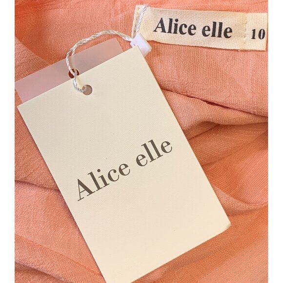 Alice Elle Coral Long-Sleeve Tie-Front Crop Top Size 10 Lightweight Linen New - Picture 5 of 5
